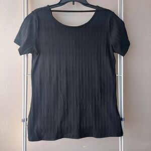 Black Short Sleeve Top With Scoop Back